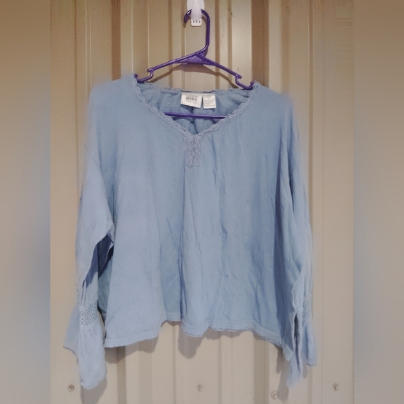 Women's Jason Maxwell Blue Cropped Top Bohemian Boho Size Large - Picture 1 of 4